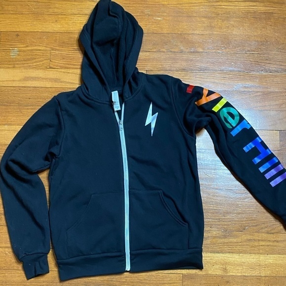 Kids Bella Canvas Black Rainbow Sweatshirt (Size 10/12 - Picture 4 of 4